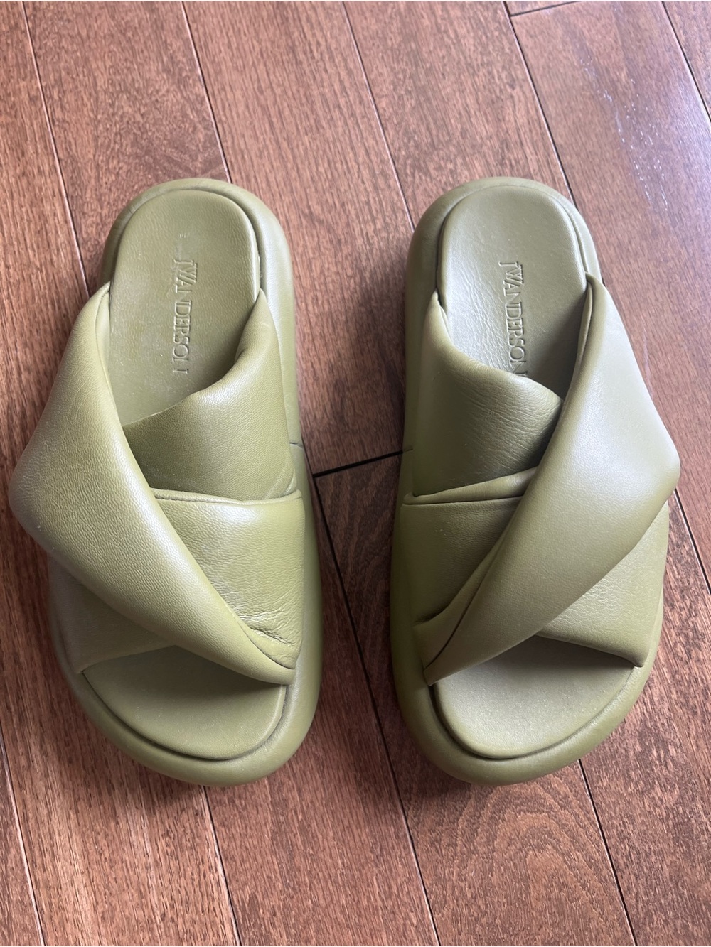 JW ANDERSON Olive Green Slide Sandals
